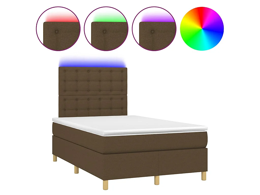 Boxspring met matras en LED stof donkerbruin 120x190 cm