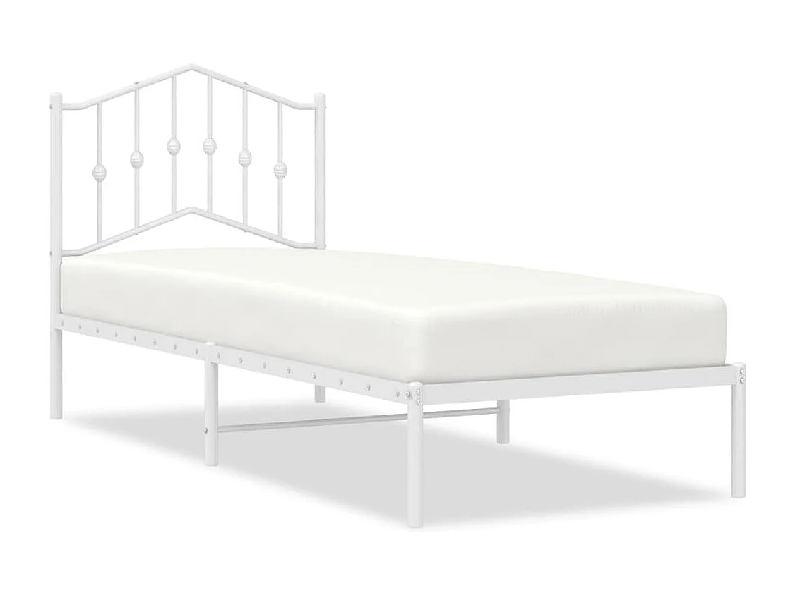 Bedframe met hoofdbord metaal wit 80x200 cm