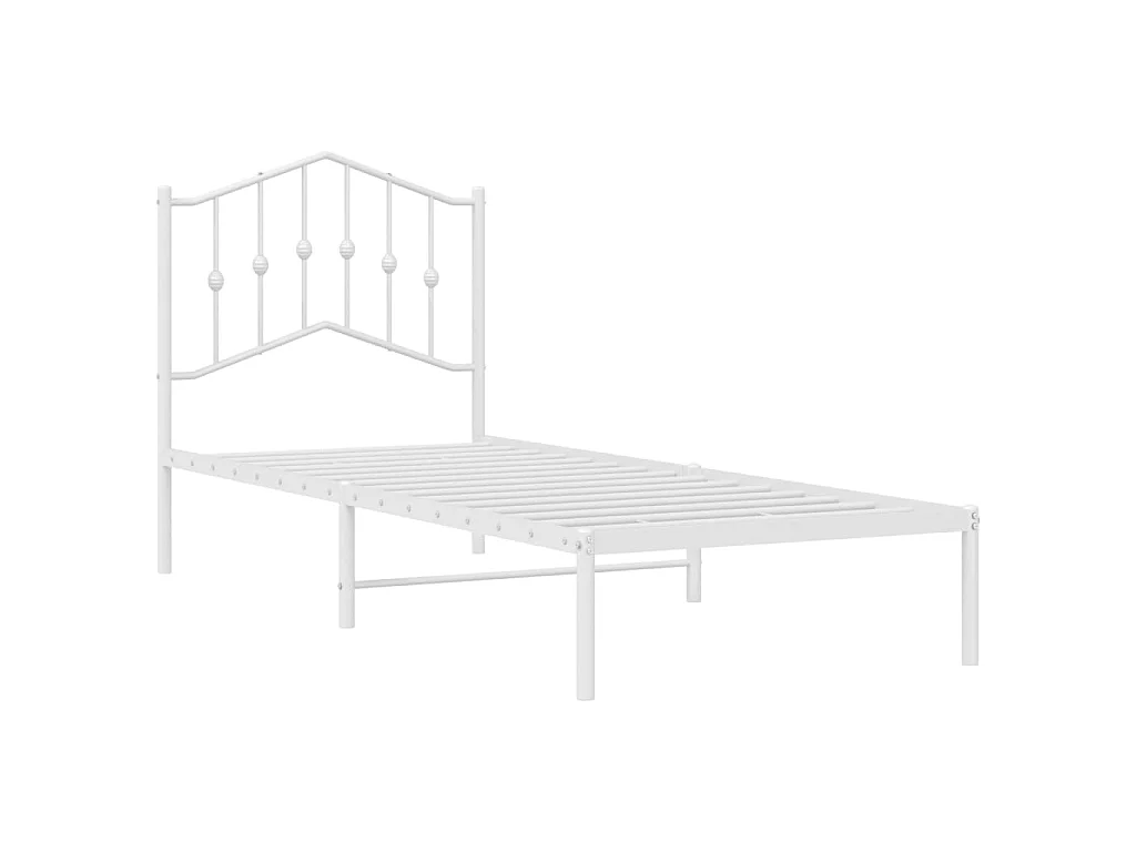 Cadre de lit métal sans matelas avec tête de lit blanc 80x200cm