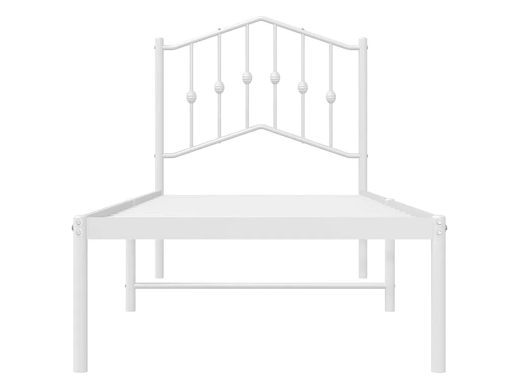 Cadre de lit métal sans matelas avec tête de lit blanc 80x200cm