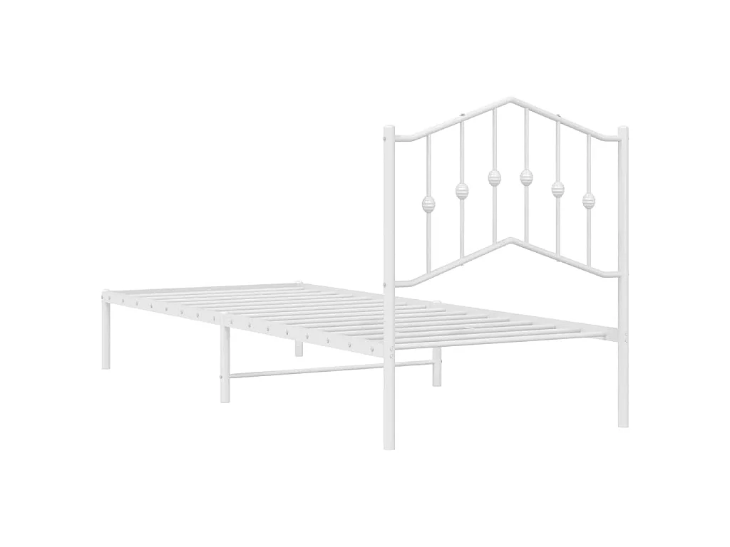 Cadre de lit métal sans matelas avec tête de lit blanc 80x200cm