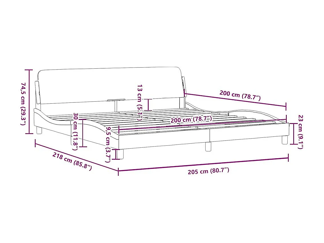 Bedframe "Dover" stof lichtgrijs 200x200 cm