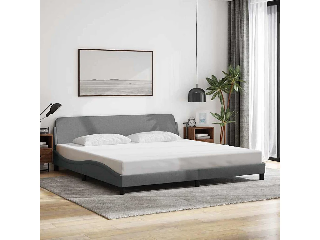 Cadre de lit Dover gris clair 200x200 cm tissu