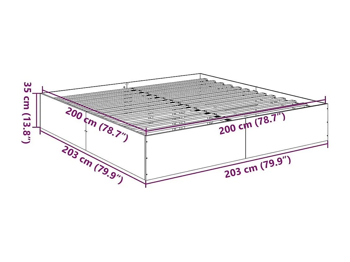 Cadre de lit sans matelas noir 200x200 cm