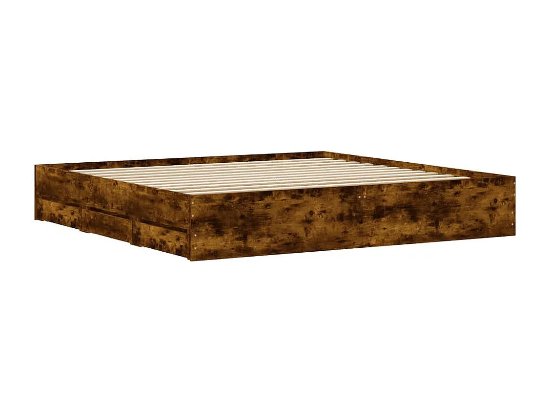 Bettgestell mit Schubladen Räuchereiche 160x200cm Holzwerkstoff