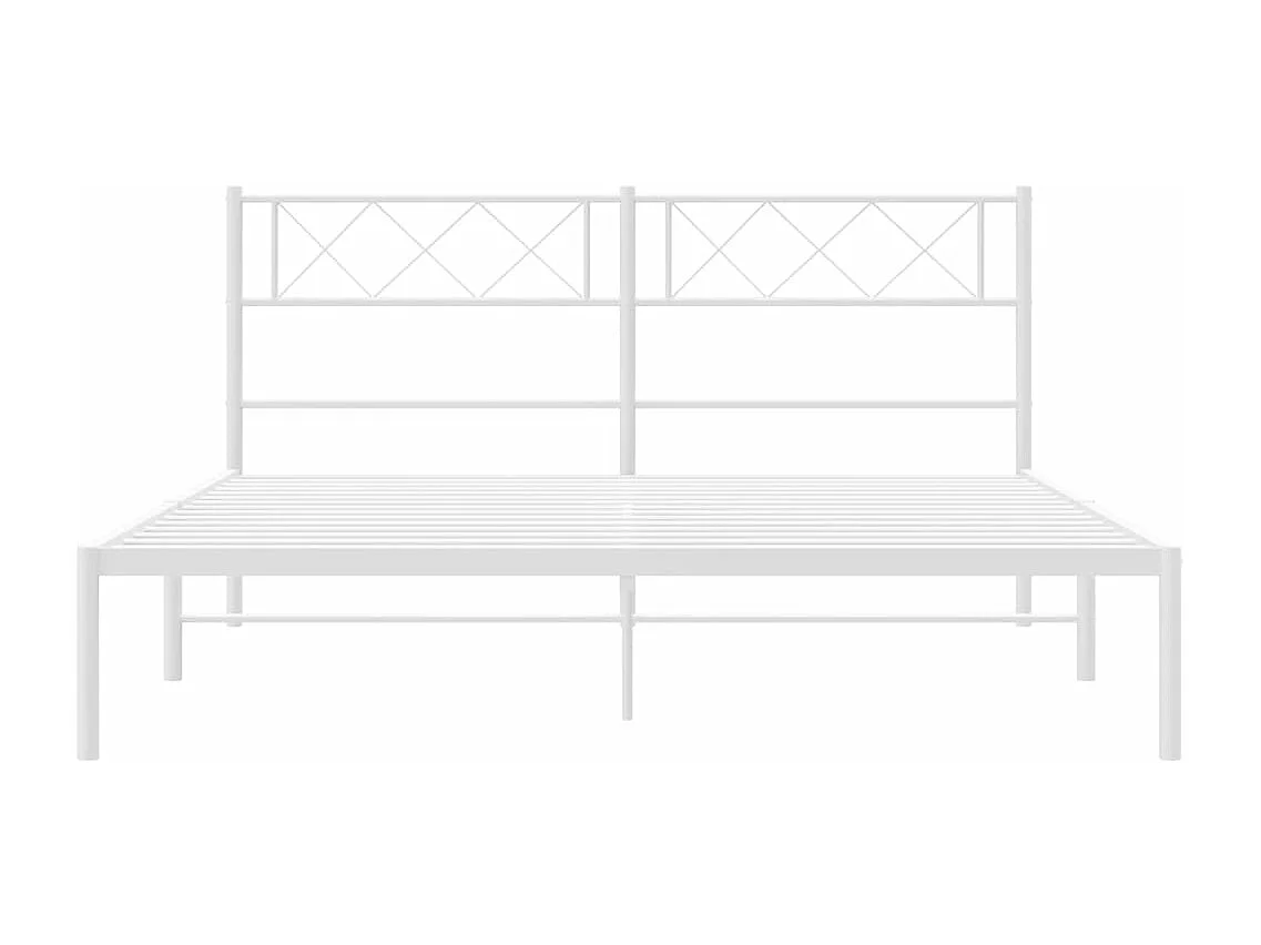 Estructura cama sin colchón con cabecero metal blanco 140x190cm