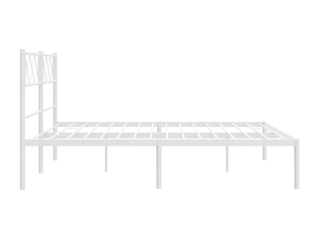 Cadre de lit métal sans matelas et tête de lit blanc 140x190 cm