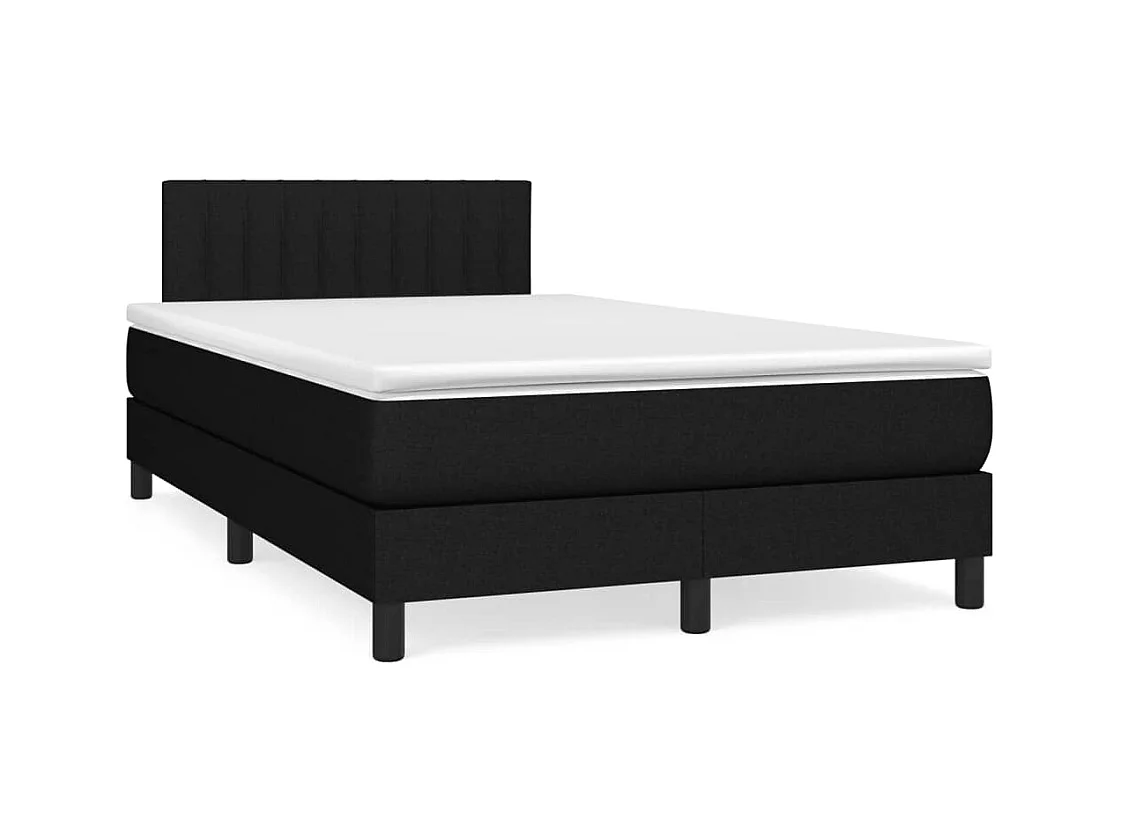 Sommier à lattes de lit matelas et LED noir 120x190 cm tissu
