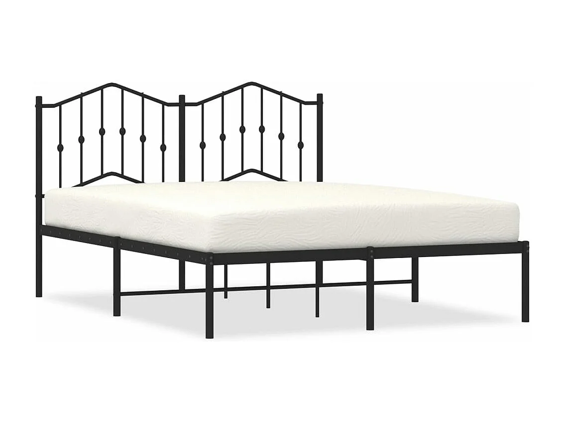 Cadre de lit métal sans matelas avec tête de lit noir 140x190cm