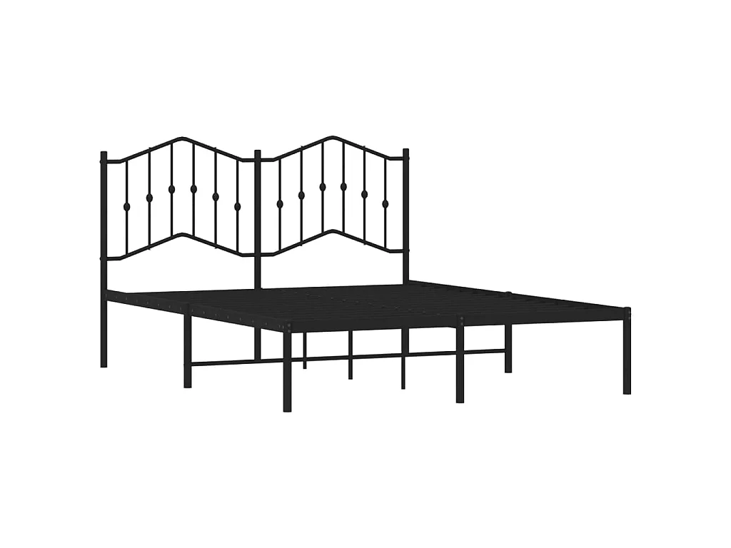 Cadre de lit métal sans matelas avec tête de lit noir 140x190cm