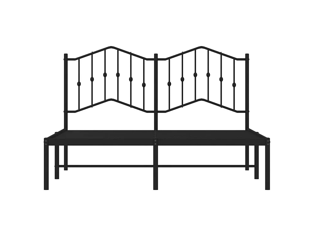 Cadre de lit métal sans matelas avec tête de lit noir 140x190cm