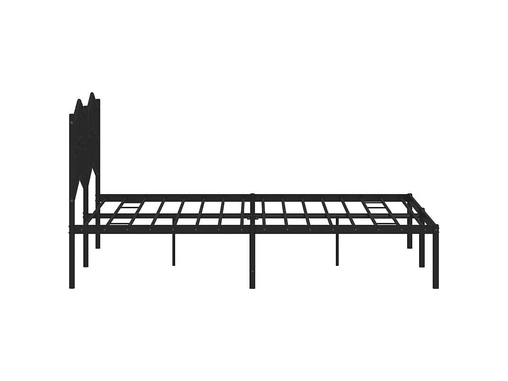 Cadre de lit métal sans matelas avec tête de lit noir 140x190cm