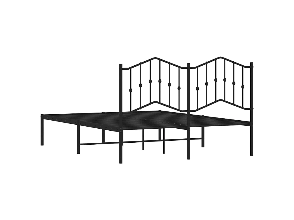 Cadre de lit métal sans matelas avec tête de lit noir 140x190cm