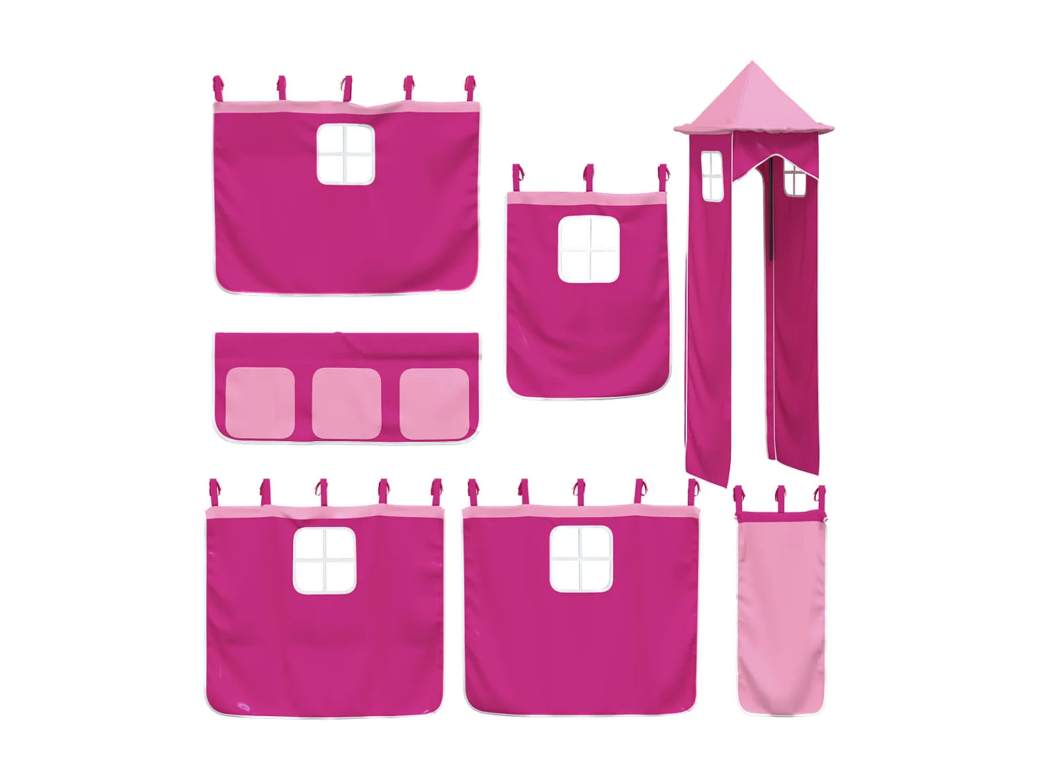 Lit mezzanine enfants avec tour sans matelas rose 80x200 cm