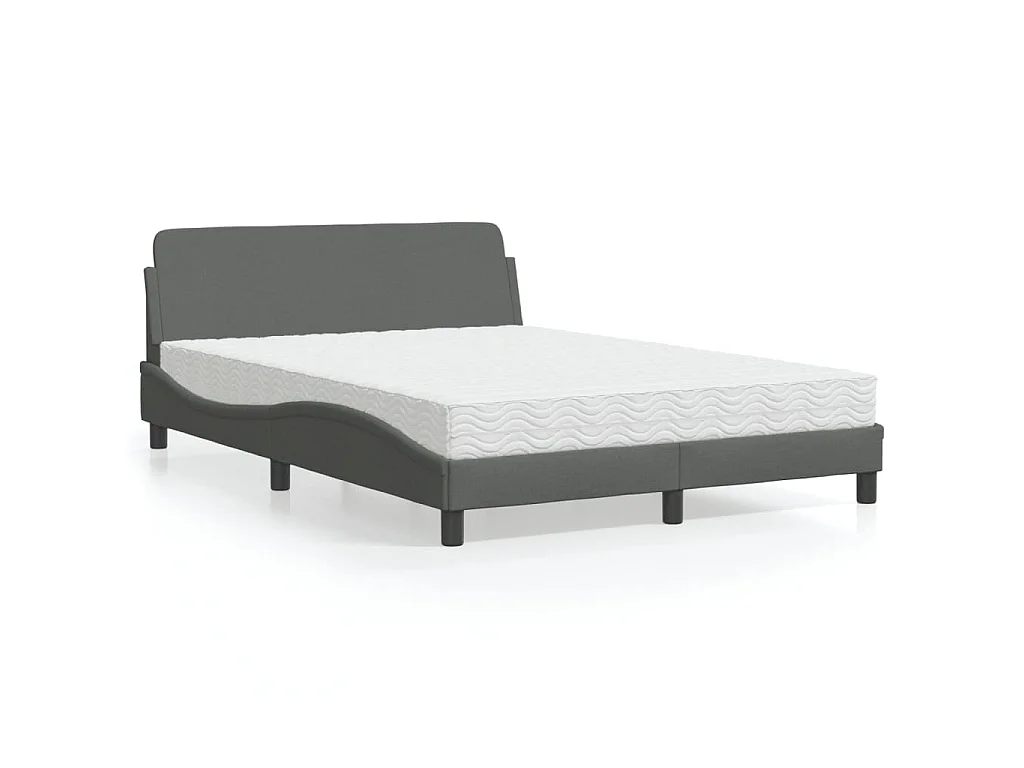 Lit avec matelas Dover gris foncé 140x190 cm tissu
