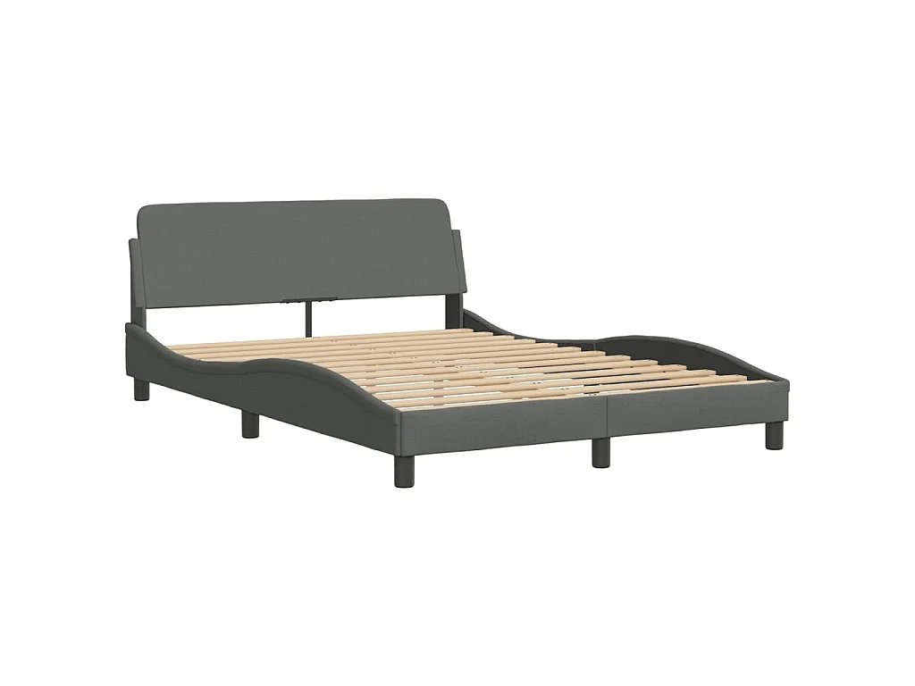 Cama con colchón Dover tela gris oscuro 140x190 cm