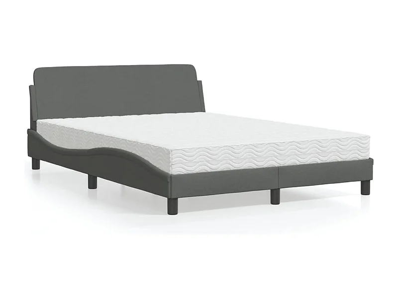 Letto con Materasso Dover Grigio Scuro 140x190 cm Tessuto