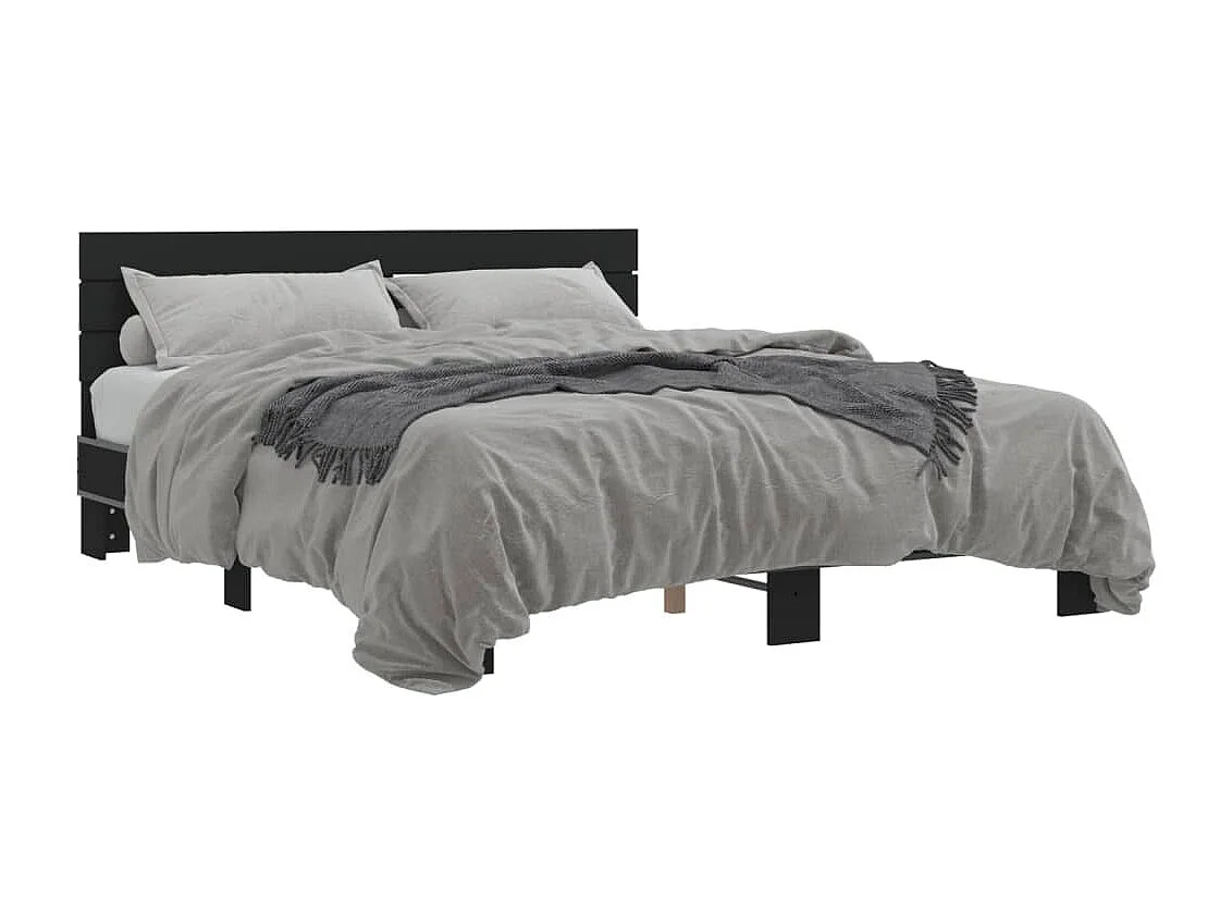Estrutura de cama 160x200 cm derivados de madeira/metal preto