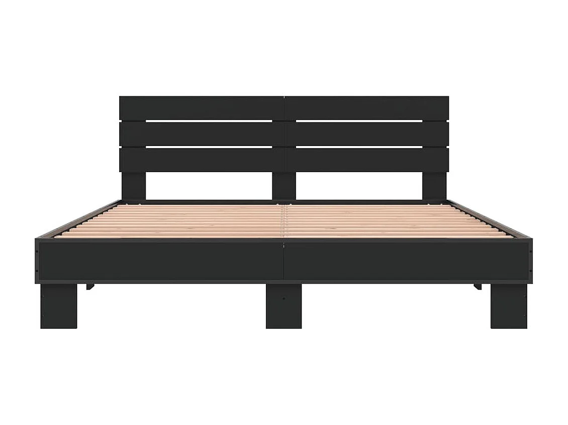 Estrutura de cama 160x200 cm derivados de madeira/metal preto