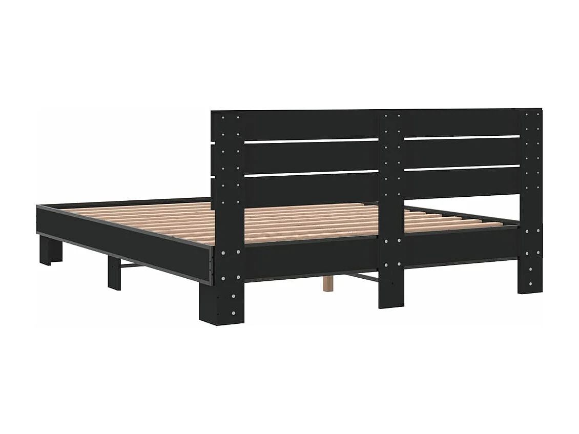 Estrutura de cama 160x200 cm derivados de madeira/metal preto