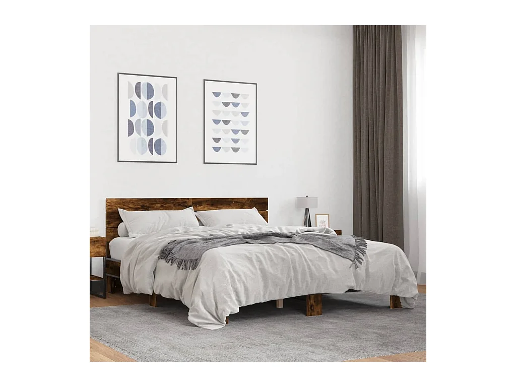 Cadre de lit sans matelas chêne fumé 150x200 cm