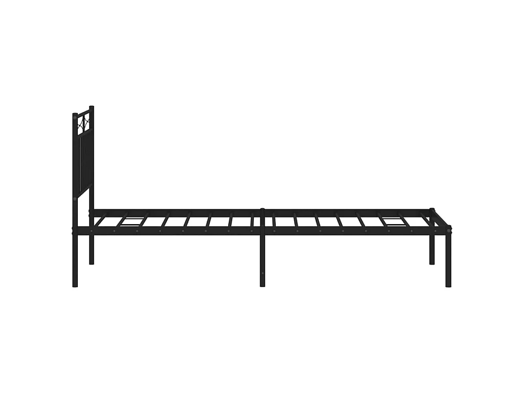 Cadre de lit métal sans matelas avec tête de lit noir 75x190 cm