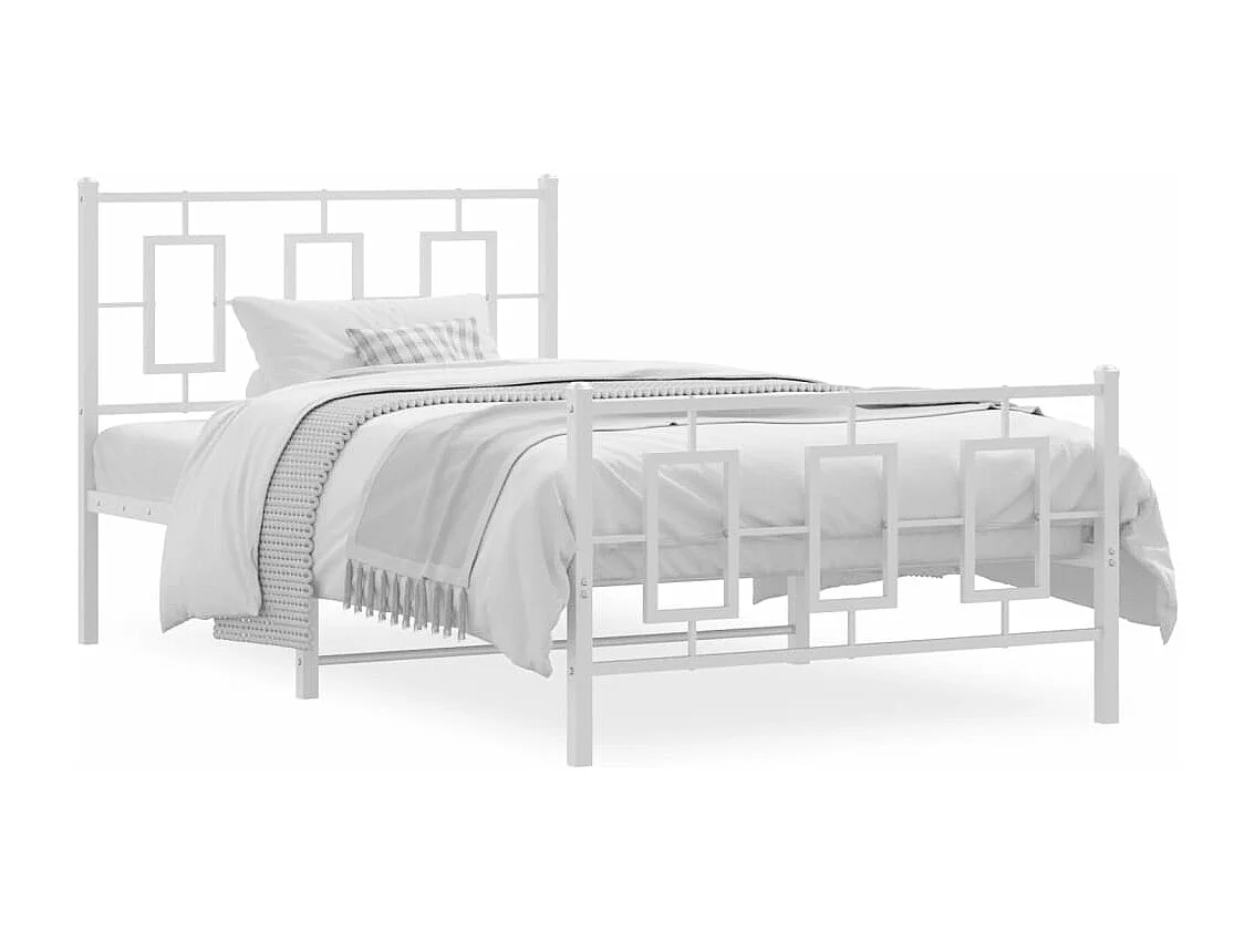 Estrutura de cama com cabeceira e pés 100x200 cm metal branco