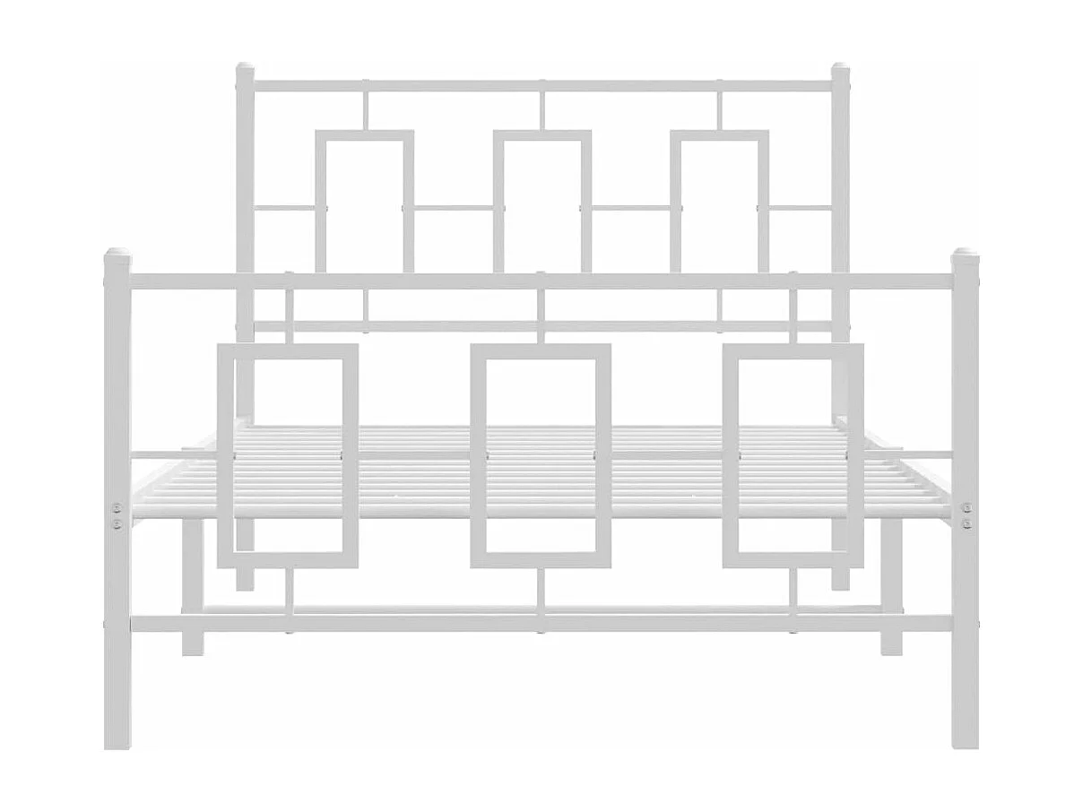 Cadre de lit métal sans matelas et pied de lit blanc 100x200 cm