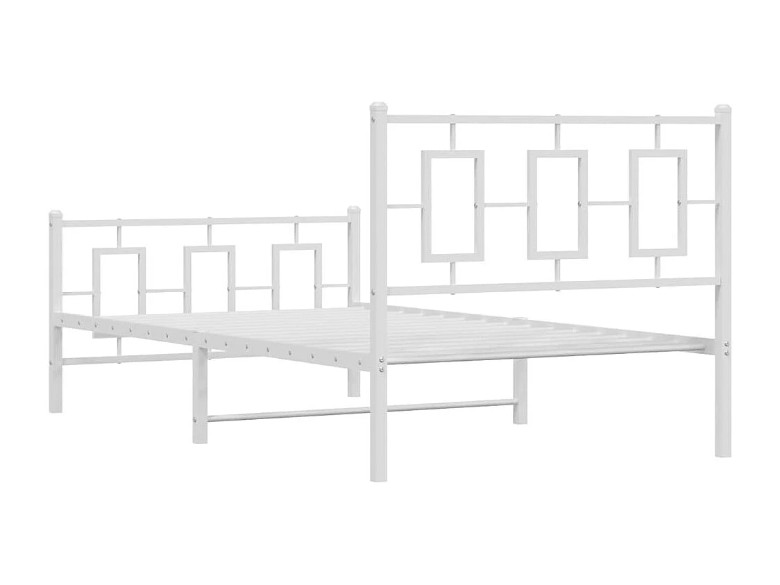 Cadre de lit métal sans matelas et pied de lit blanc 100x200 cm