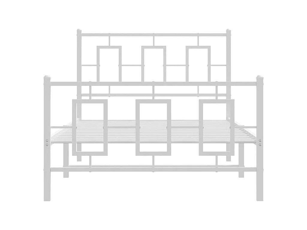 Cadre de lit métal sans matelas et pied de lit blanc 100x200 cm