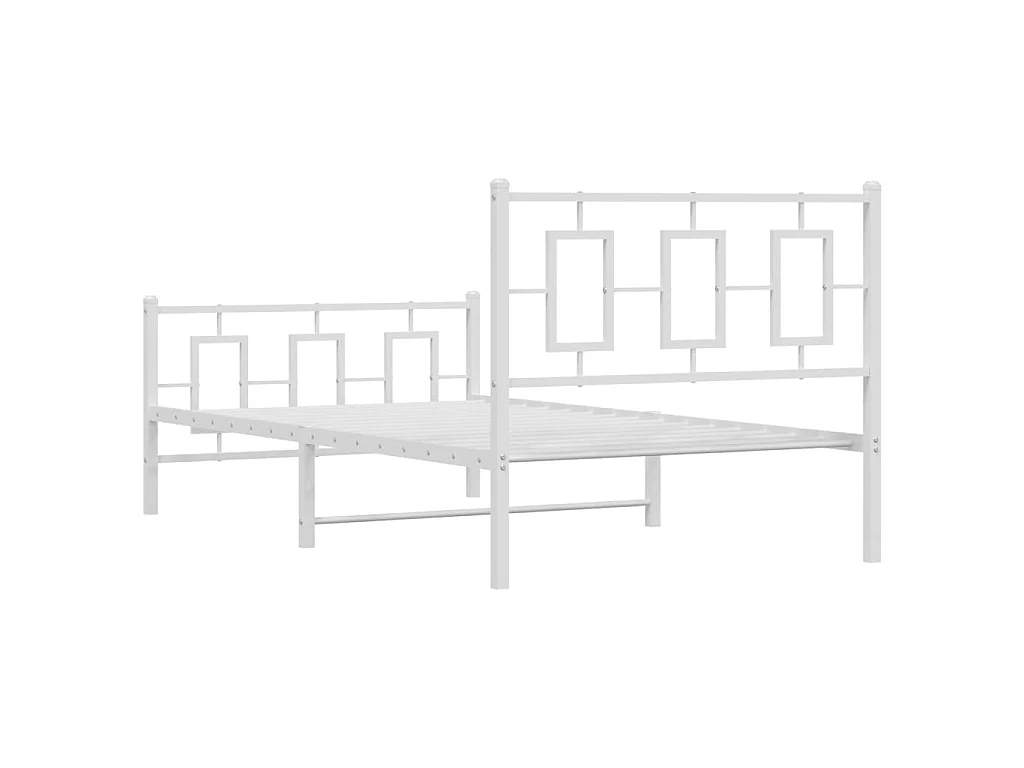 Cadre de lit métal sans matelas et pied de lit blanc 100x200 cm