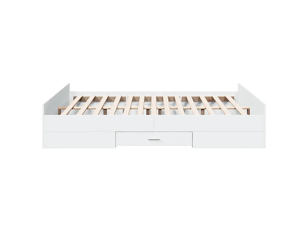 Cadre de lit avec tiroirs sans matelas blanc 160x200 cm