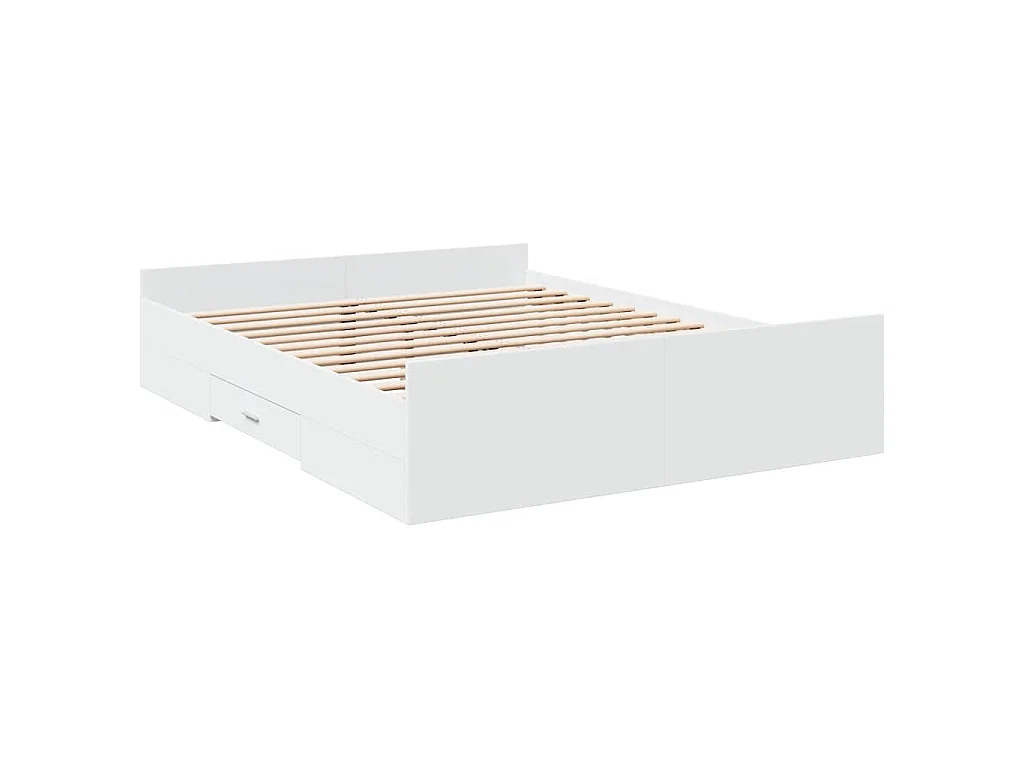 Cadre de lit avec tiroirs sans matelas blanc 160x200 cm
