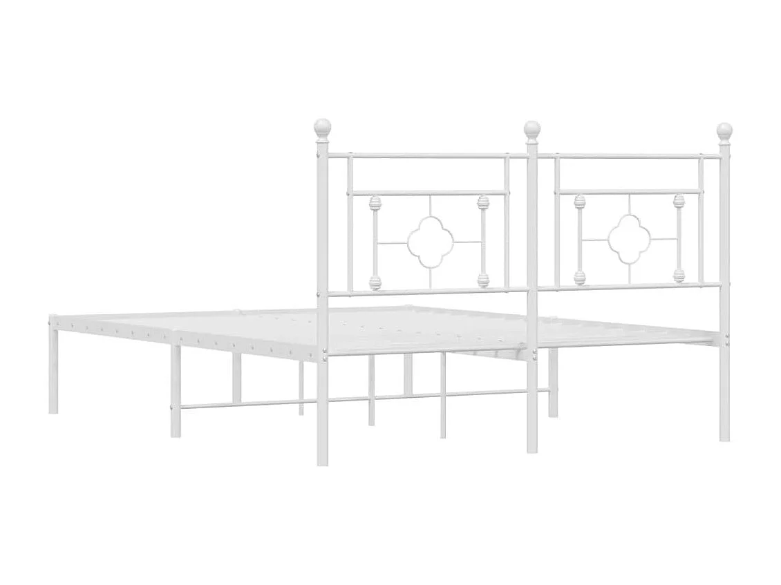 Cadre de lit métal sans matelas et tête de lit blanc 140x190 cm