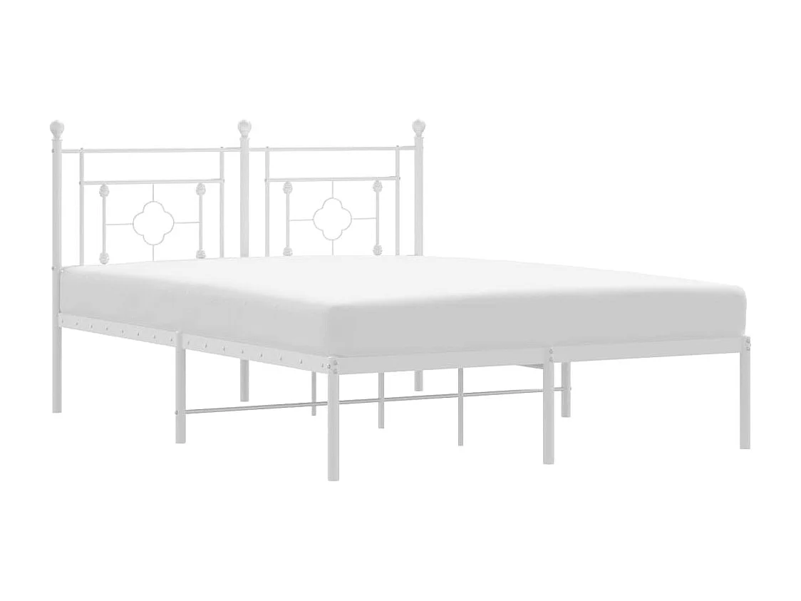 Bedframe met hoofdbord metaal wit 140x190 cm
