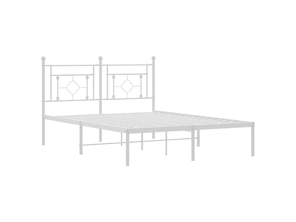 Cadre de lit métal sans matelas et tête de lit blanc 140x190 cm