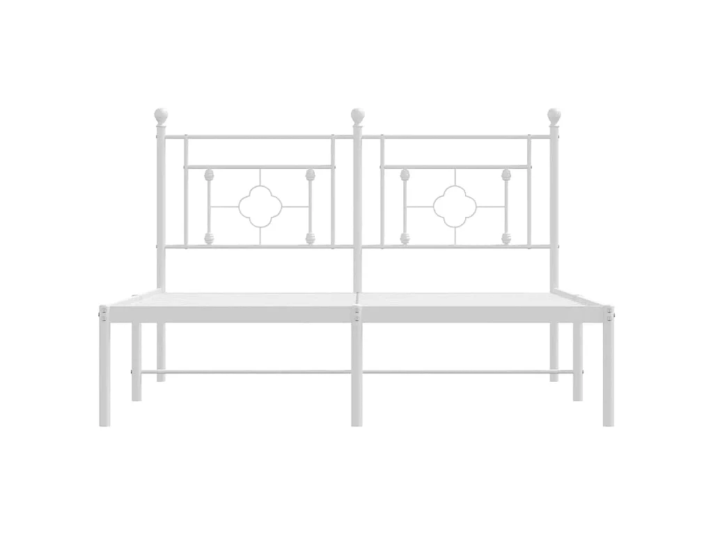 Cadre de lit métal sans matelas et tête de lit blanc 140x190 cm