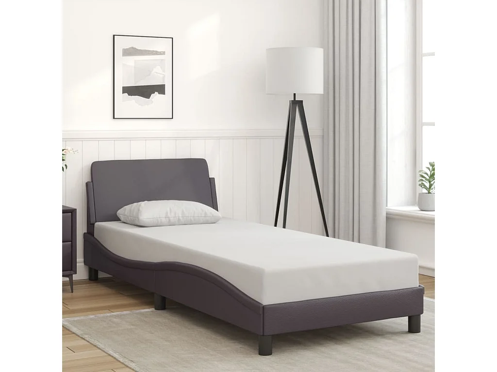 Bedframe "Dover" kunstleer grijs 80x200 cm