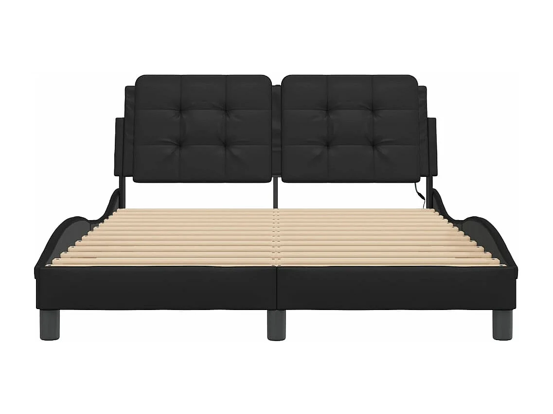 Estrutura de cama com LED sem colchão Zadar 140x190 cm preto