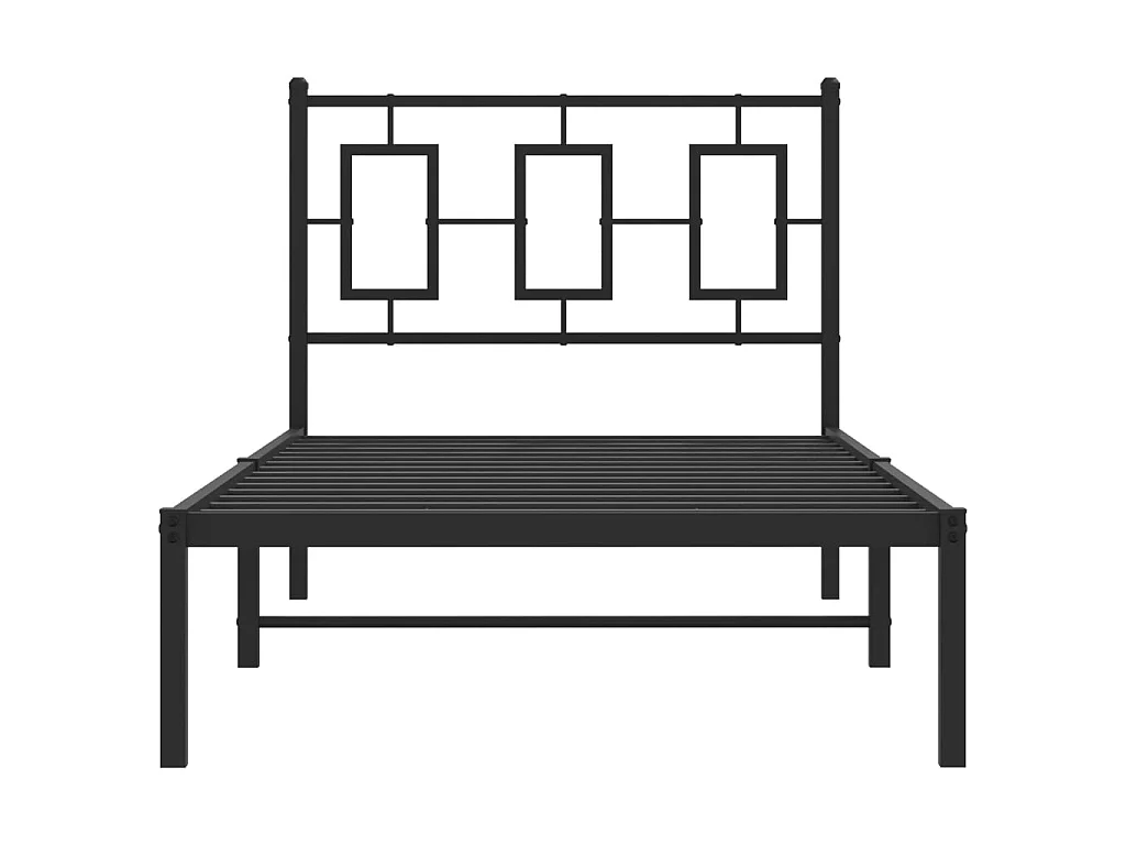 Bedframe met hoofdbord metaal zwart 90x200 cm