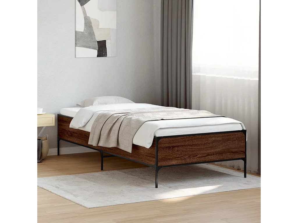 Cadre de lit sans matelas chêne marron 75x190 cm