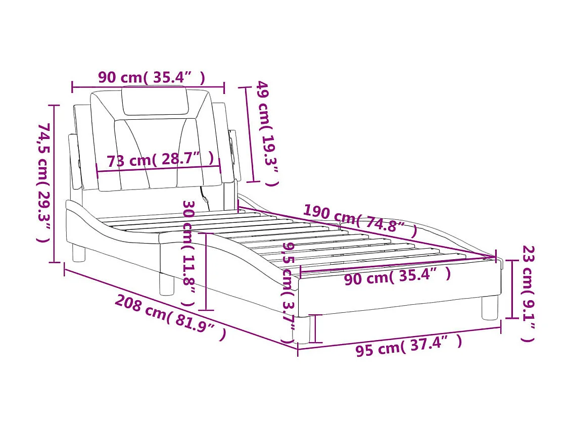 Bettgestell "Viana" mit LED ohne Matratze Schwarz 90x190 cm