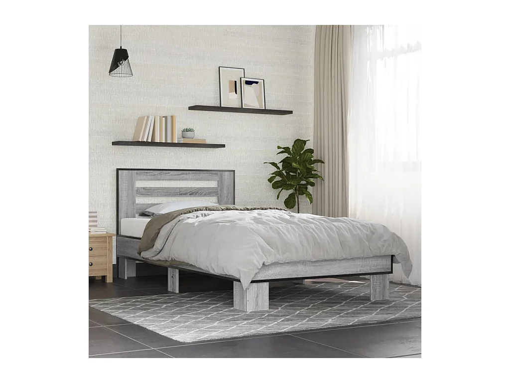 Cadre de lit sans matelas sonoma gris 75x190 cm