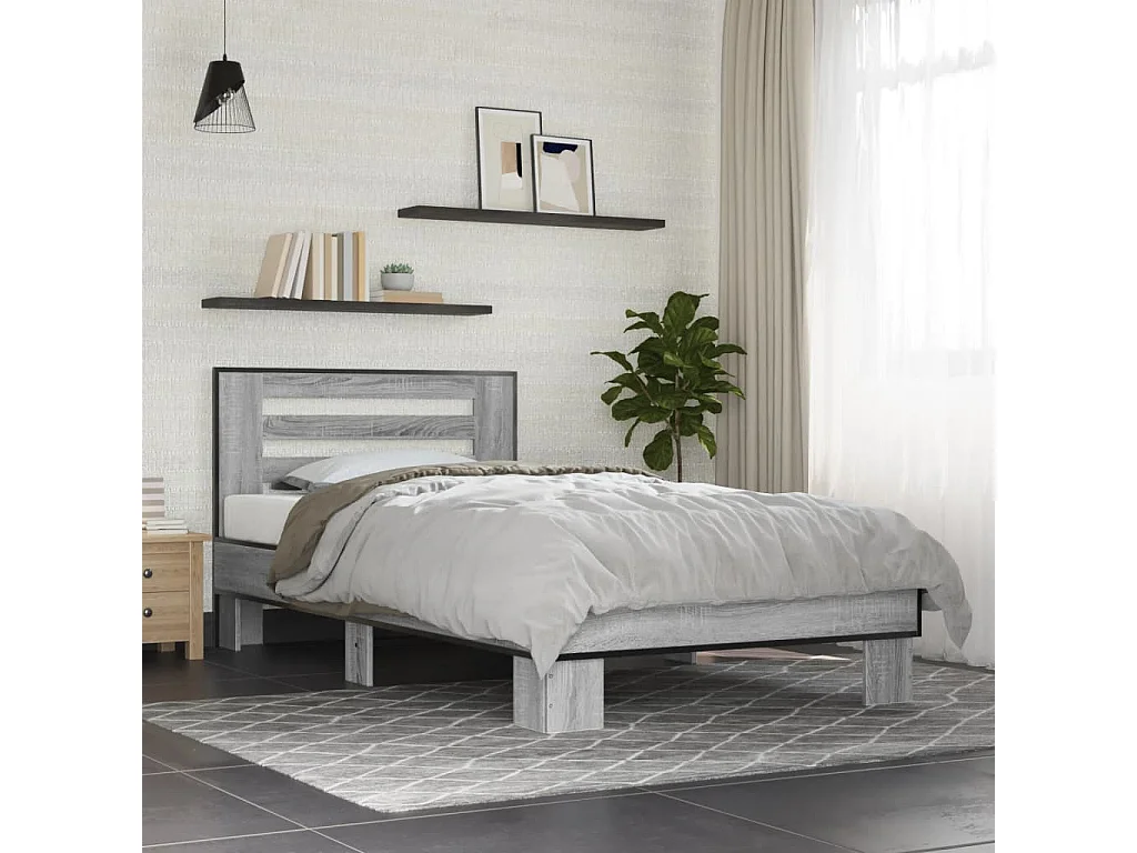 Cadre de lit sans matelas sonoma gris 75x190 cm