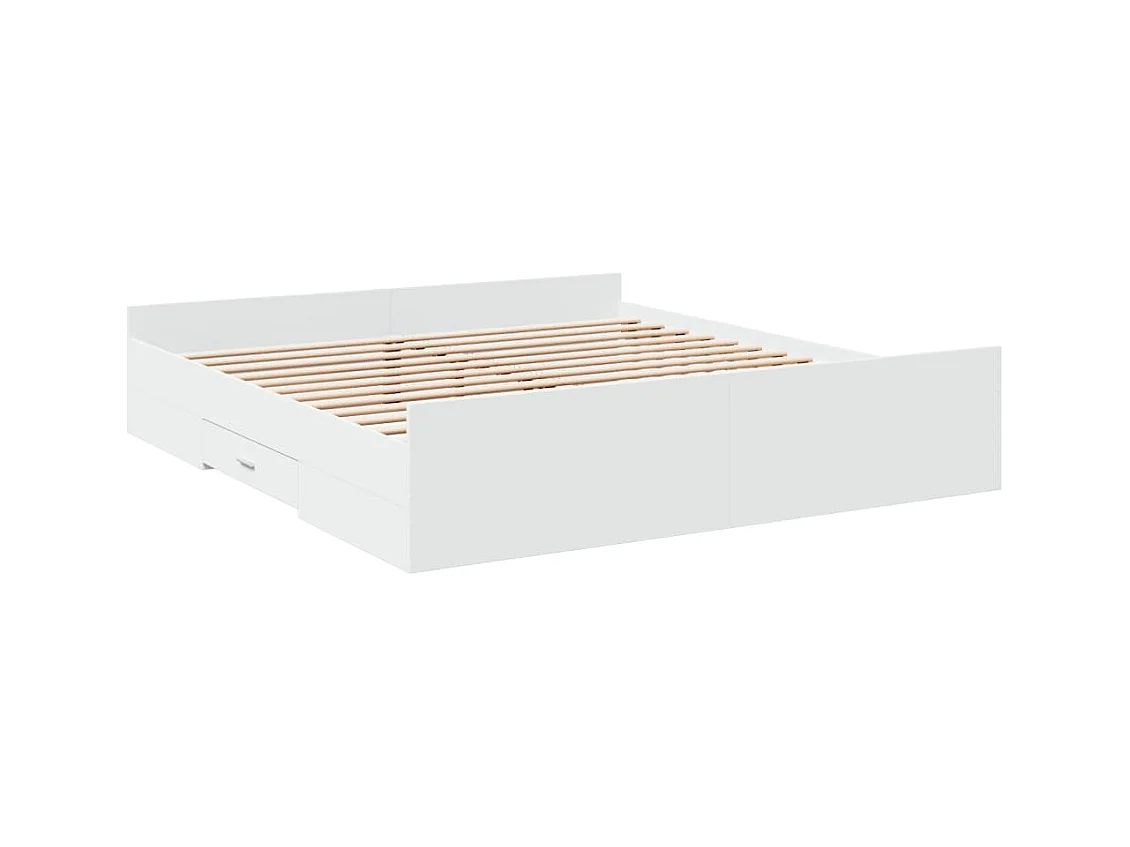 Bettgestell mit Schubladen Weiß 200x200 cm Holzwerkstoff