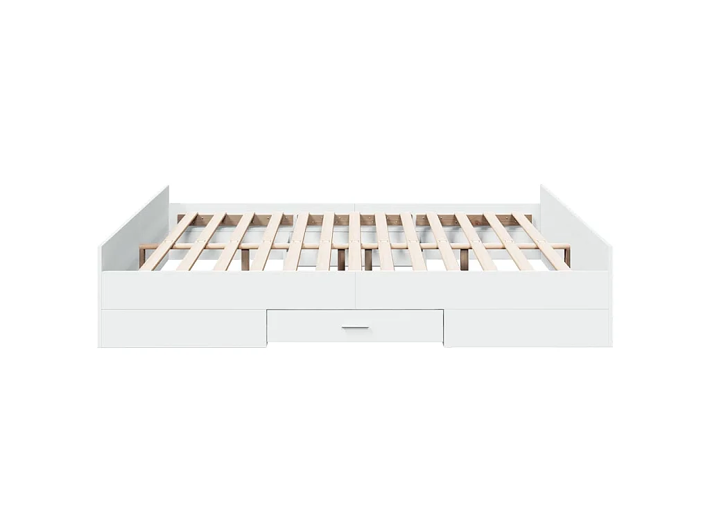 Cadre de lit avec tiroirs sans matelas blanc 200x200 cm