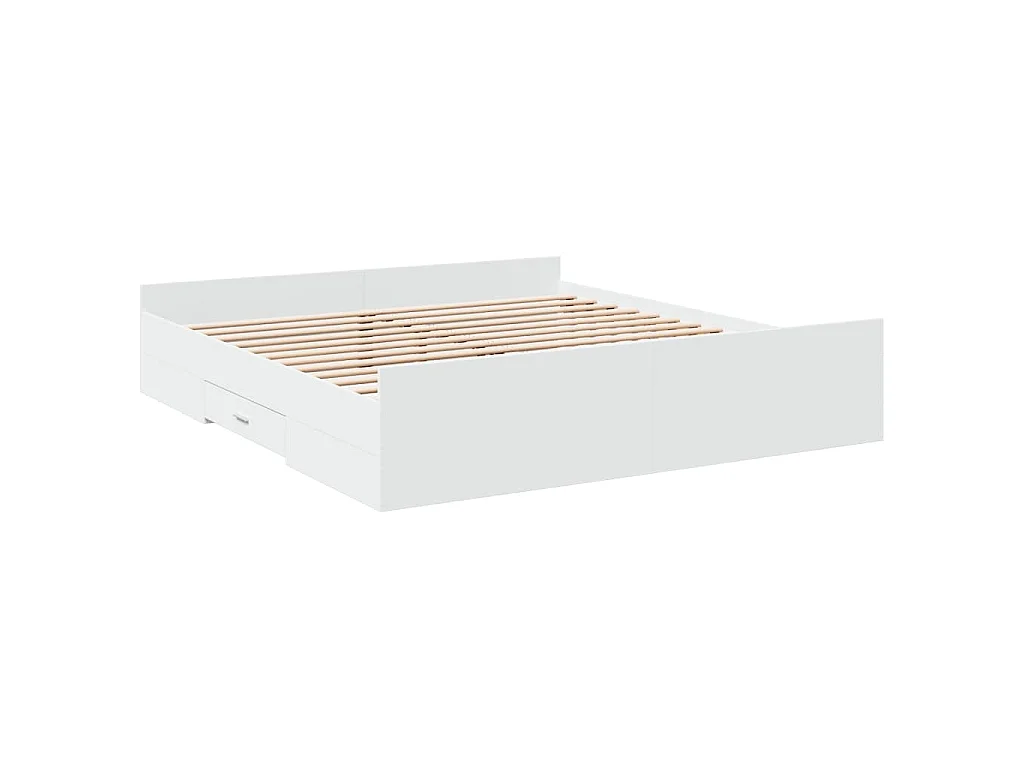 Cadre de lit avec tiroirs sans matelas blanc 200x200 cm