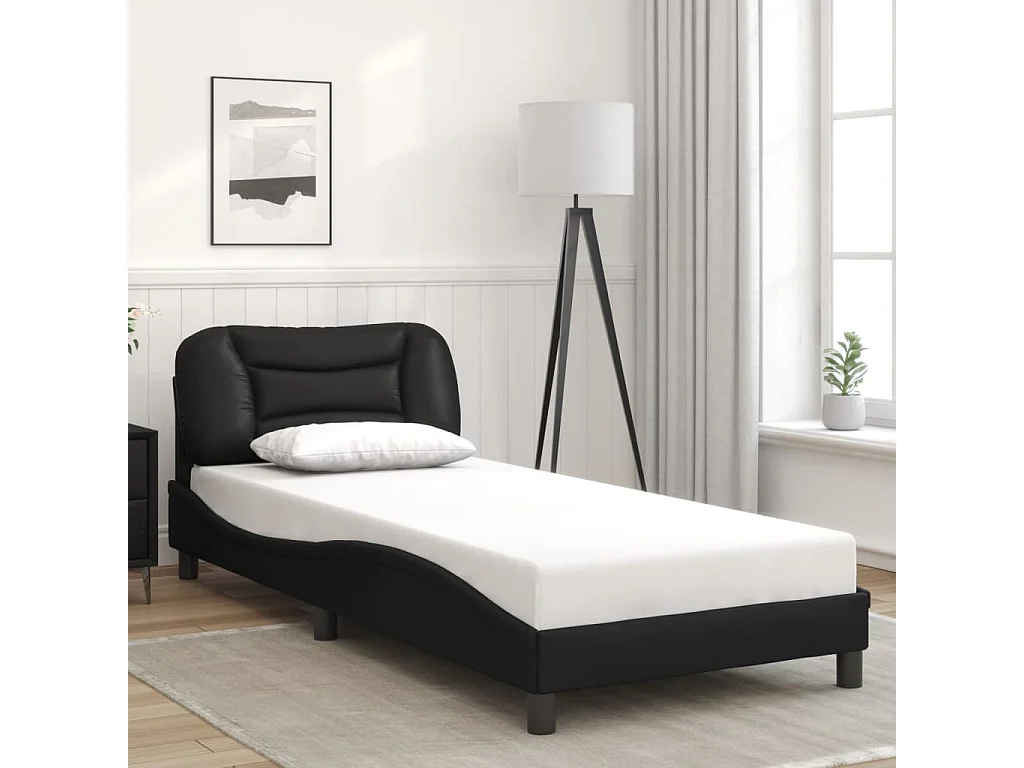 Bedframe met LED zonder matras "Hvar" zwart 90x190 cm