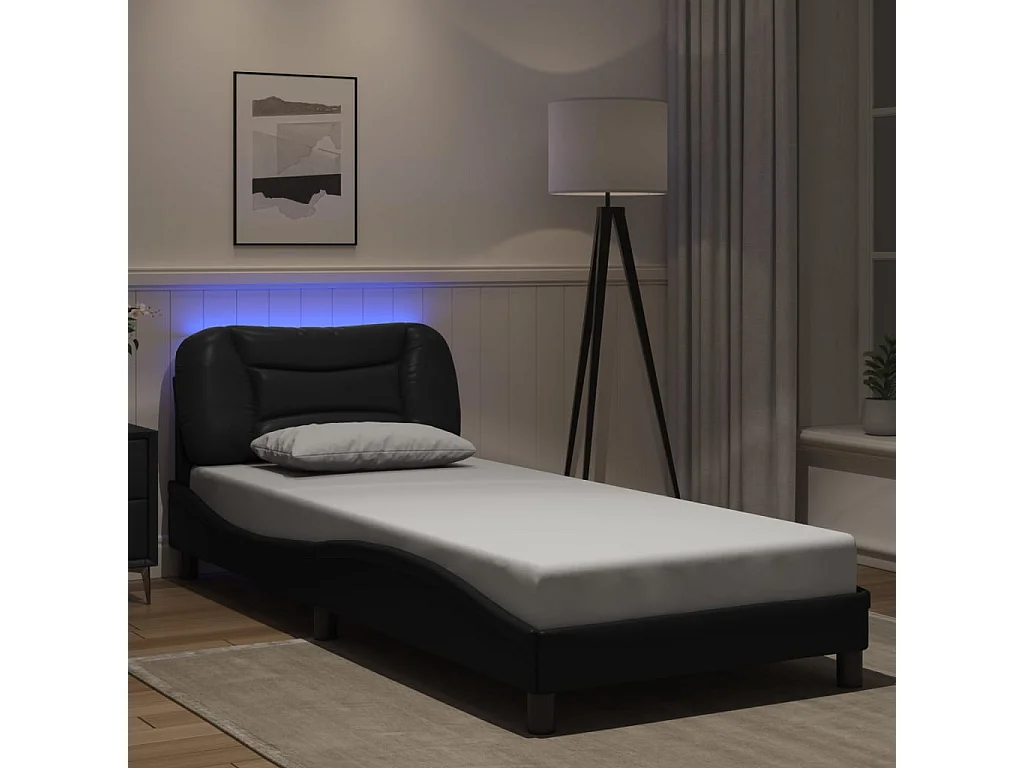 Bettgestell mit LED ohne Matratze "Hvar" Schwarz 90x190 cm