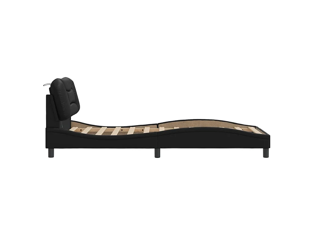 Bedframe met LED zonder matras "Hvar" zwart 90x190 cm